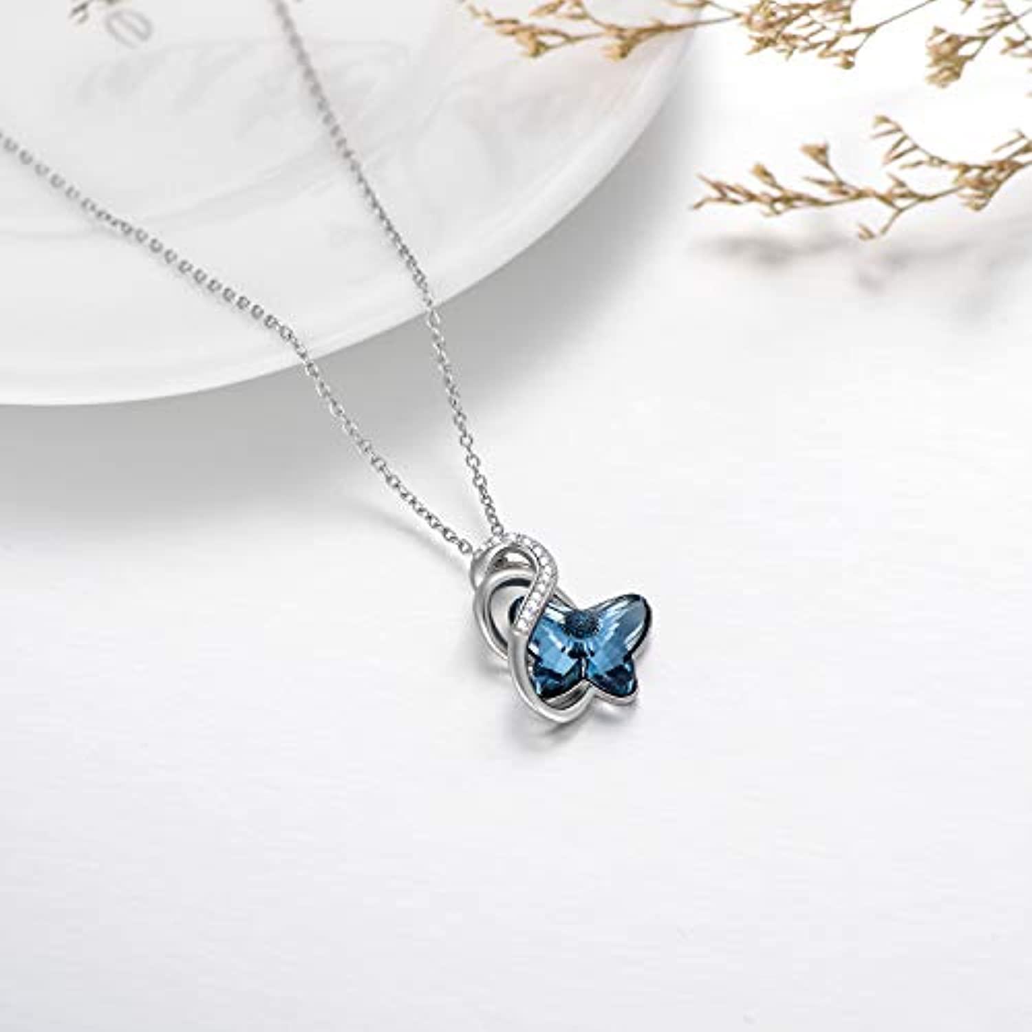 Lillia Butterfly Silver Pendant Necklace in Dichroic Glass – Smyth Jewelers